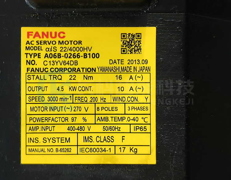 發那科伺服電機A06B-0266-B100 αis 22/4000HV